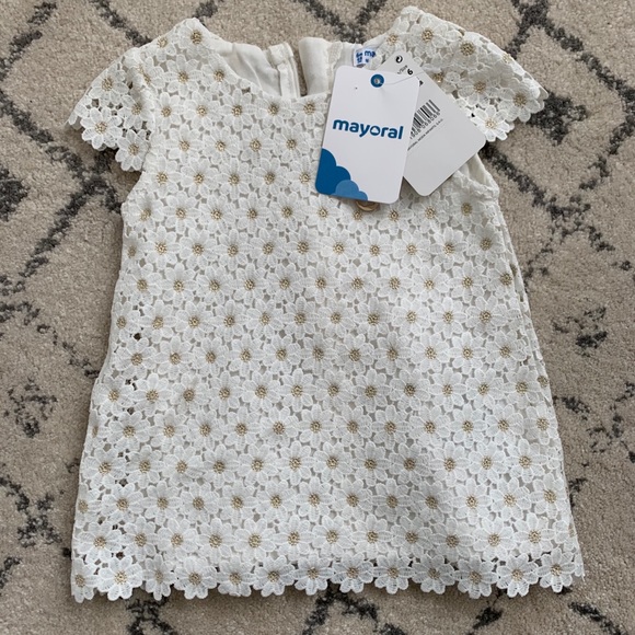 Mayoral white flower dress 6m - Picture 1 of 2
